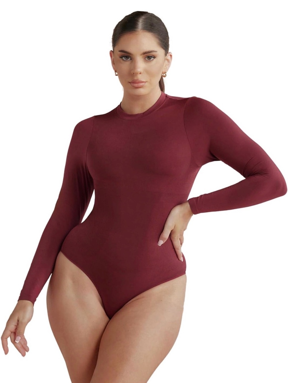 Pinsy Shapewear Long Sleeve Crew Neck Butter Sculpt Seamless bodysuit